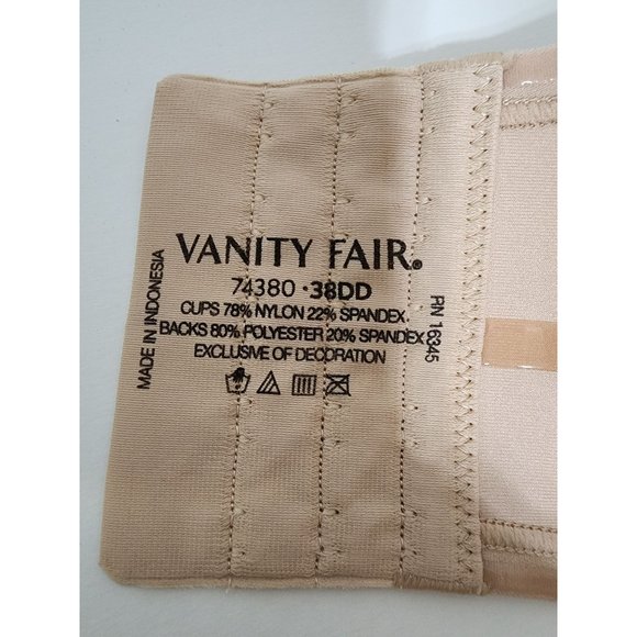 Vanity Fair Women's Beige Sport Wirefree Underwire Bra Size 38DD Style 74380 - Picture 5 of 5